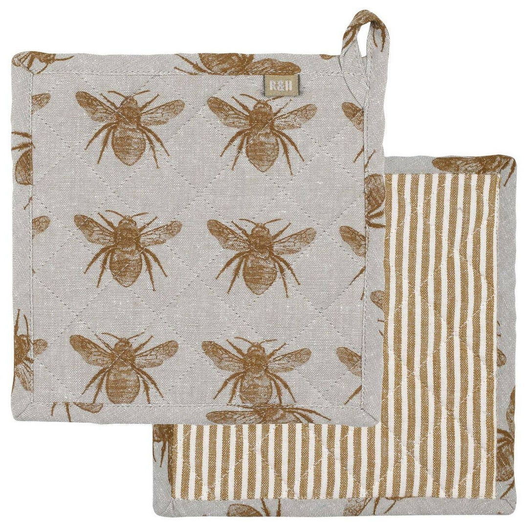 Bumble Bee Pot Holder/ Trivet in Honey and Natural
