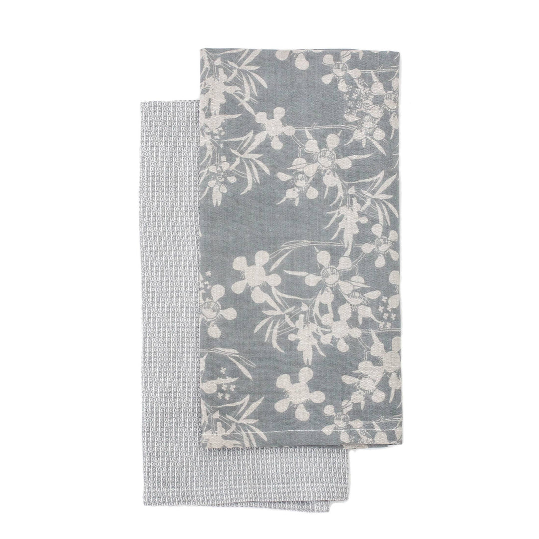 Myrtle Tea Towel in Slate Blue, Set of 2