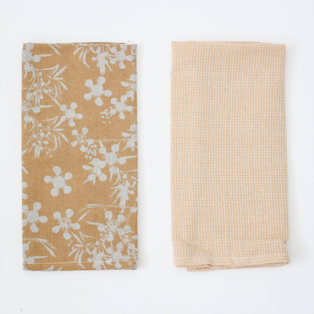 Myrtle Tea Towel in Honey, Set of 2