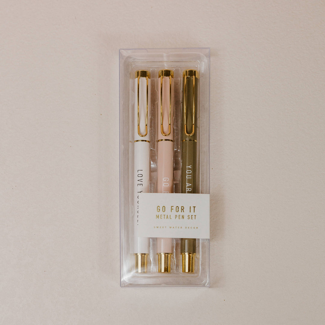 Go For It Metal Pen Set of 3