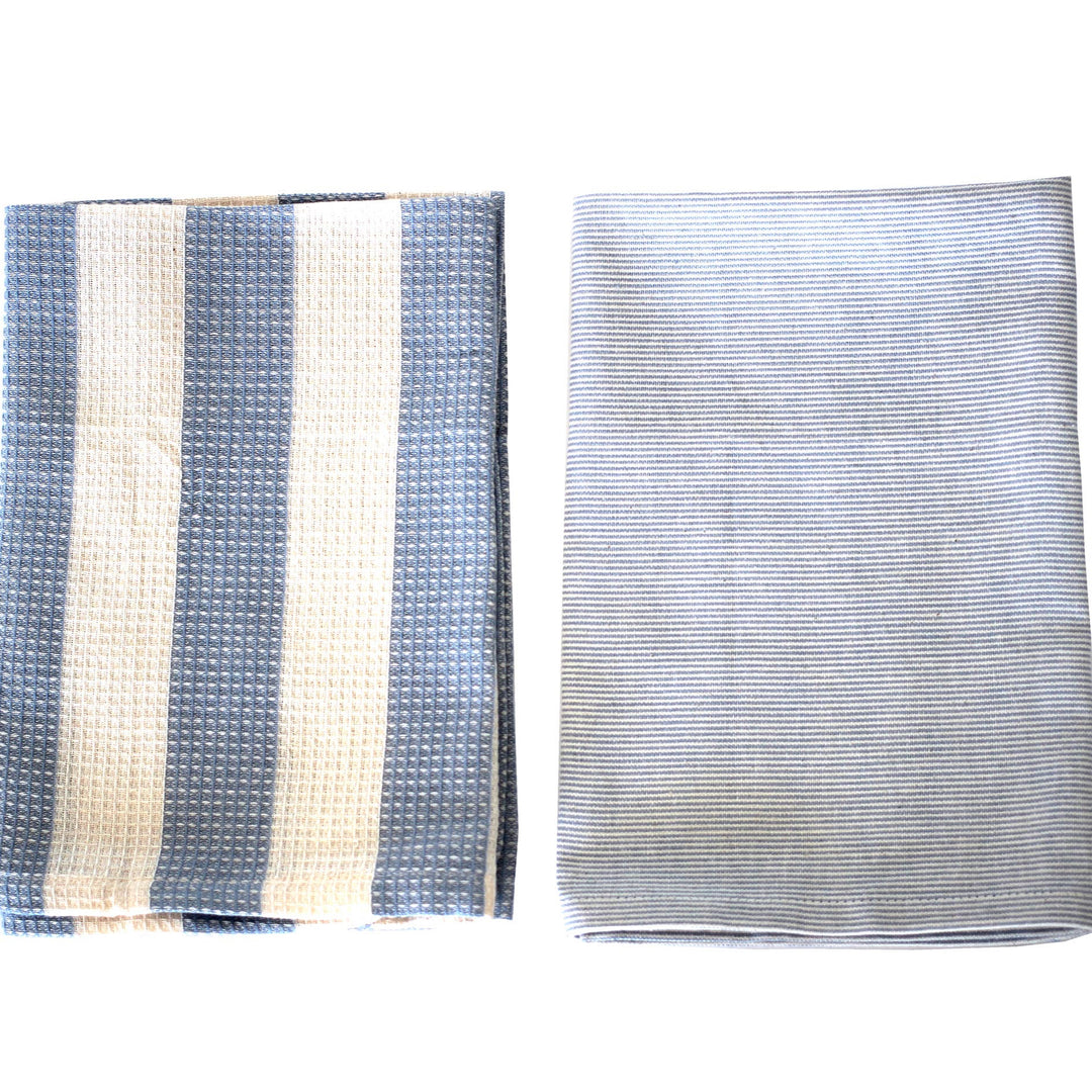 Dante Striped Light Blue Tea Towel, Set of 2