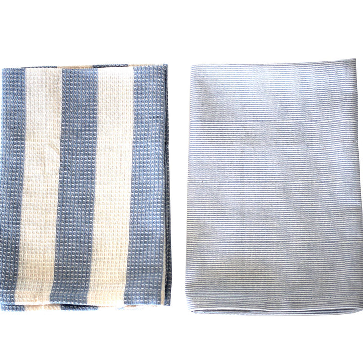 Dante Striped Light Blue Tea Towel, Set of 2