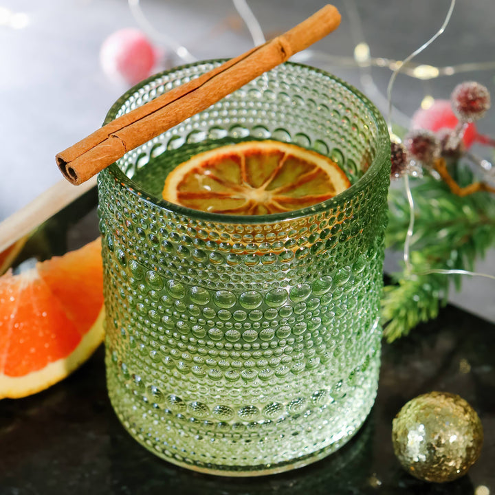 Jaseda Beaded Sage Green Drinking Glasses 10oz (Set of 6)
