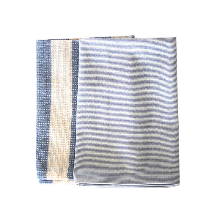 Dante Striped Light Blue Tea Towel, Set of 2