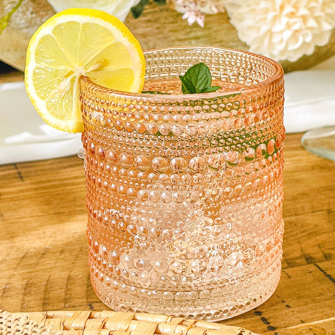 Carly Beaded Rose Gold Drinking Glasses 10oz (Set of 6)