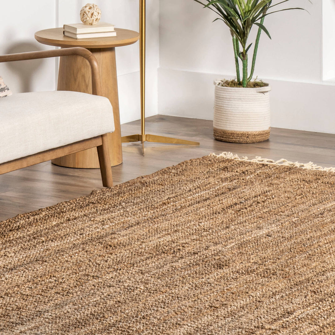 Seaside Hand-Woven Jute with Fringe Area Rug