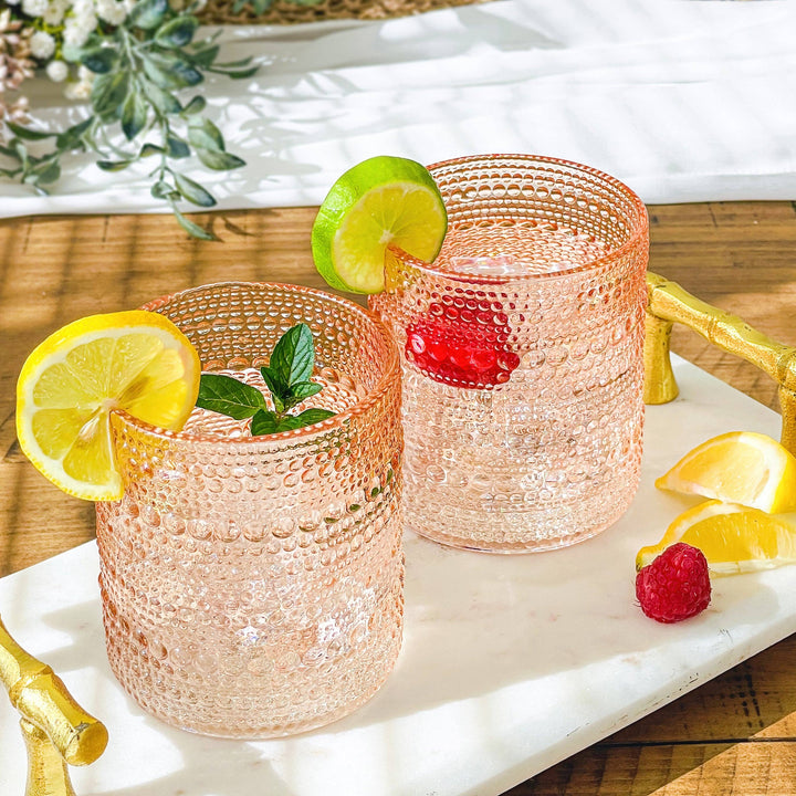 Carly Beaded Rose Gold Drinking Glasses 10oz (Set of 6)