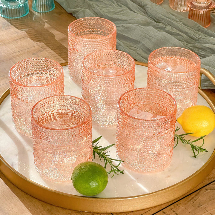 Carly Beaded Rose Gold Drinking Glasses 10oz (Set of 6)