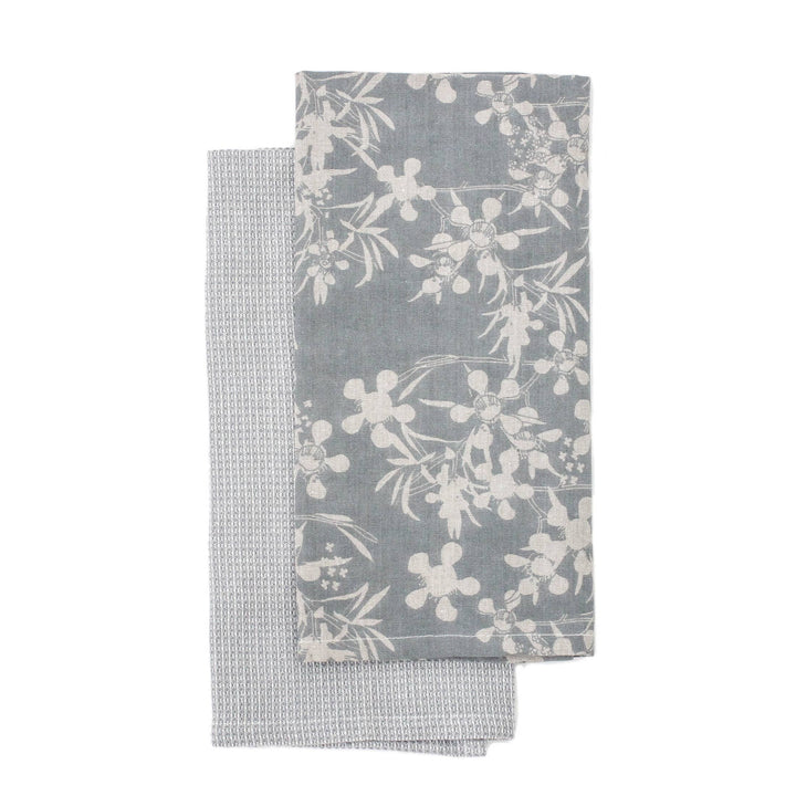 Myrtle Tea Towel in Slate Blue, Set of 2
