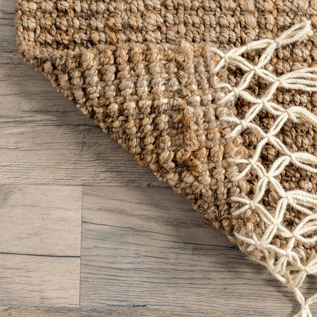 Seaside Hand-Woven Jute with Fringe Area Rug