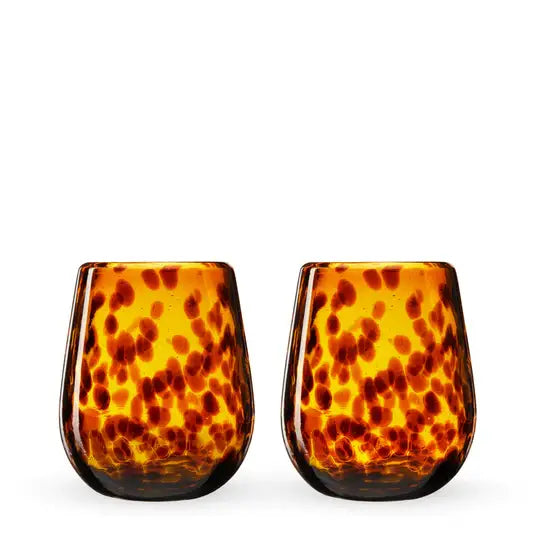 Tortuga Recycled Glass Stemless Wine Glasses - Set of 2