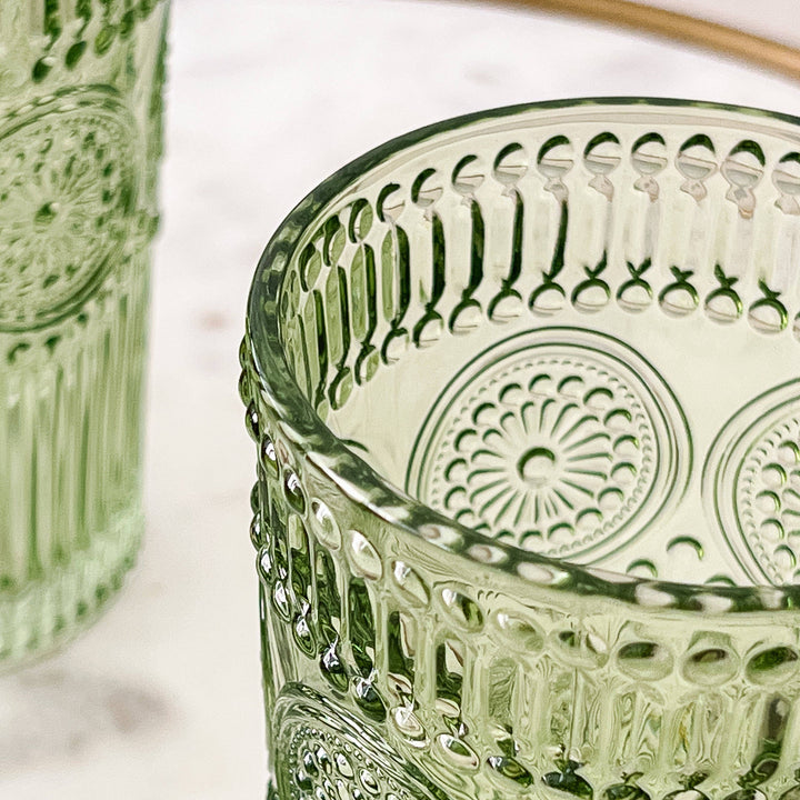 Jade Vintage Textured Sage Green Glassware 13oz (Set of 6)