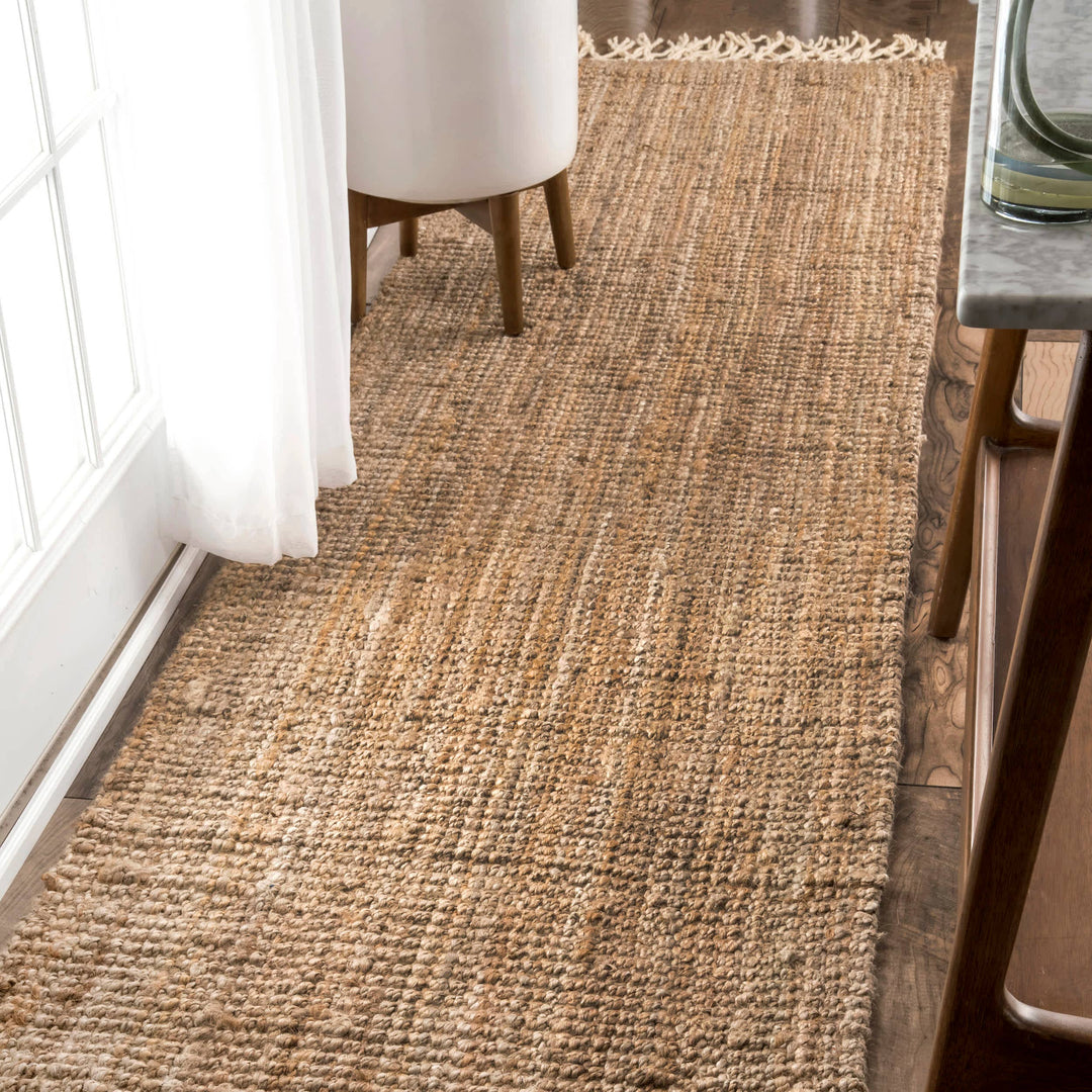 Seaside Hand-Woven Jute with Fringe Area Rug