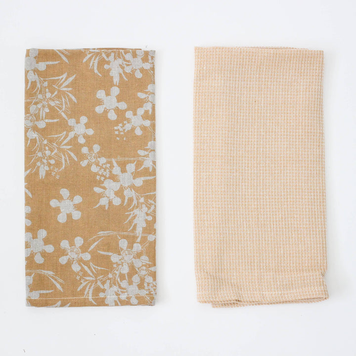 Myrtle Tea Towel in Honey, Set of 2