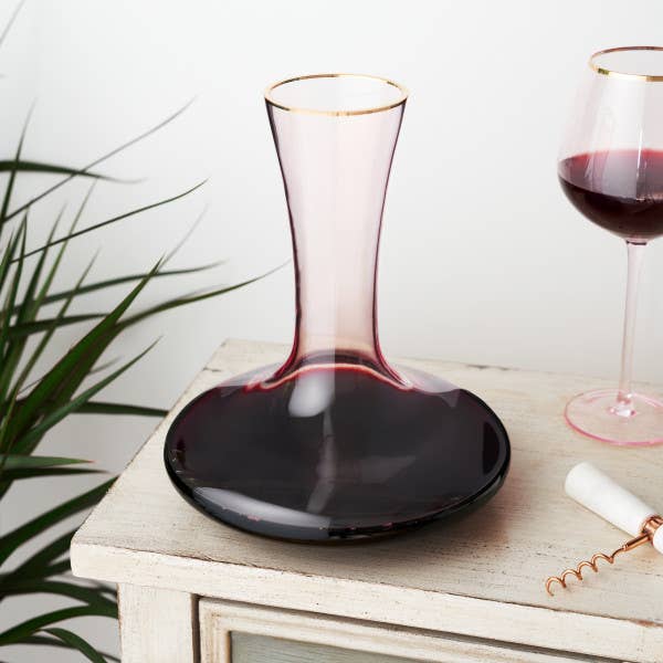 Twila Rose Crystal Gold-Rimmed Wine Decanter & Aerator