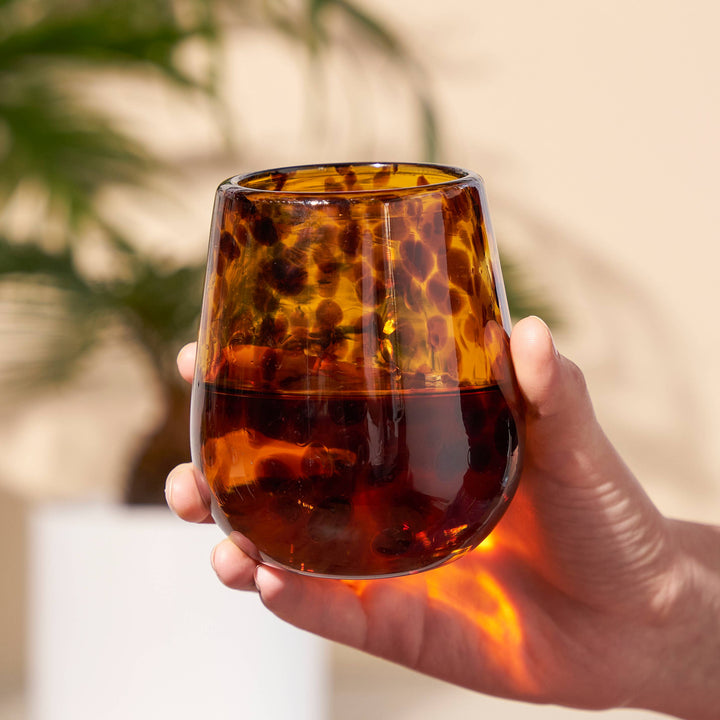 Tortuga Recycled Glass Stemless Wine Glasses - Set of 2