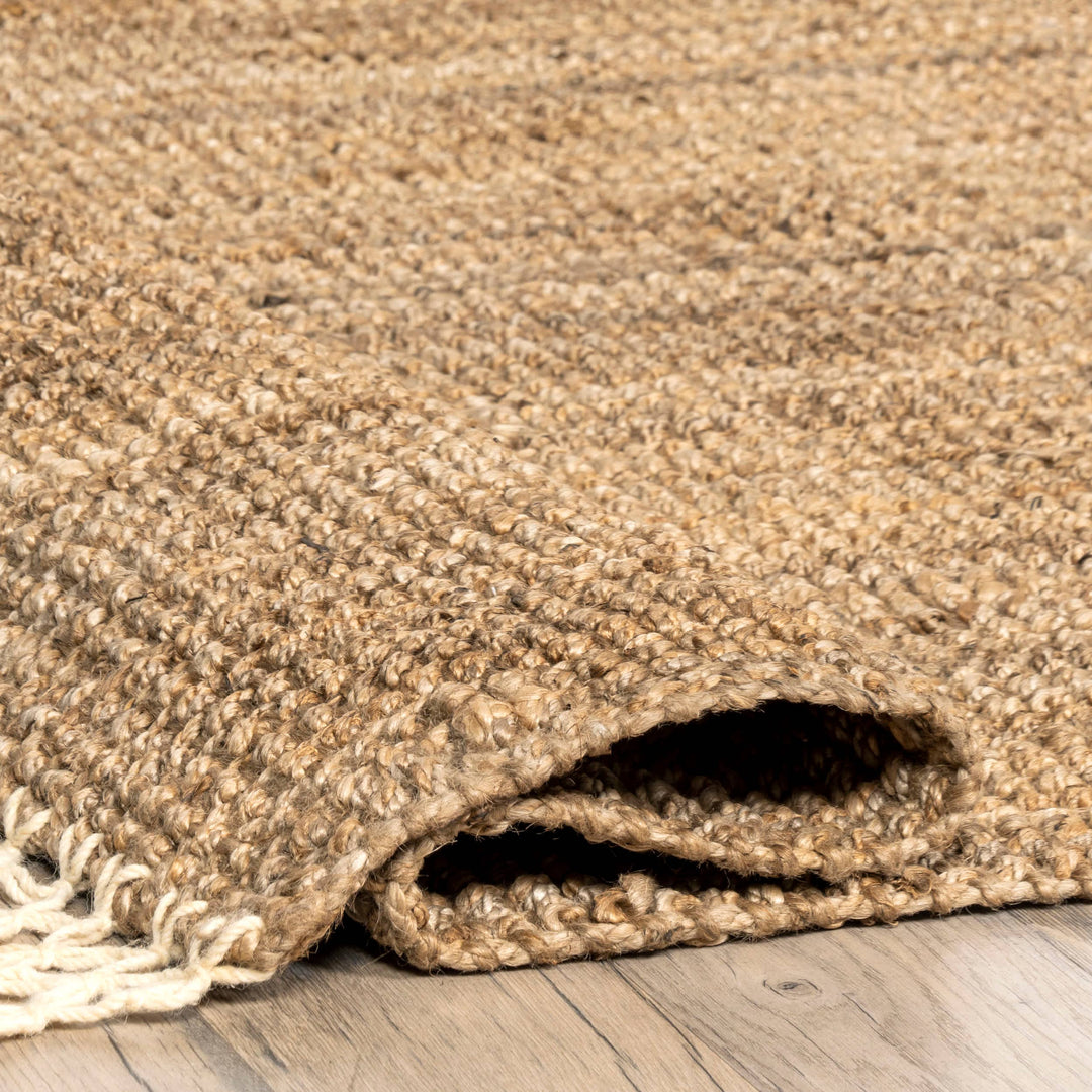 Seaside Hand-Woven Jute with Fringe Area Rug