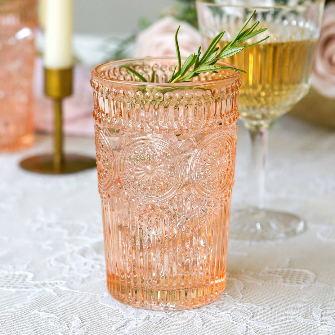 Jacqueline Vintage Textured Rose Gold Drinkware 13oz (Set of 6)