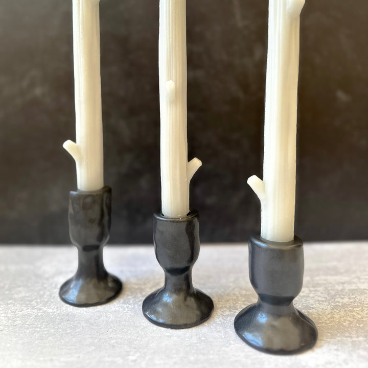 Claro Stoneware Taper Holders, Set of 3