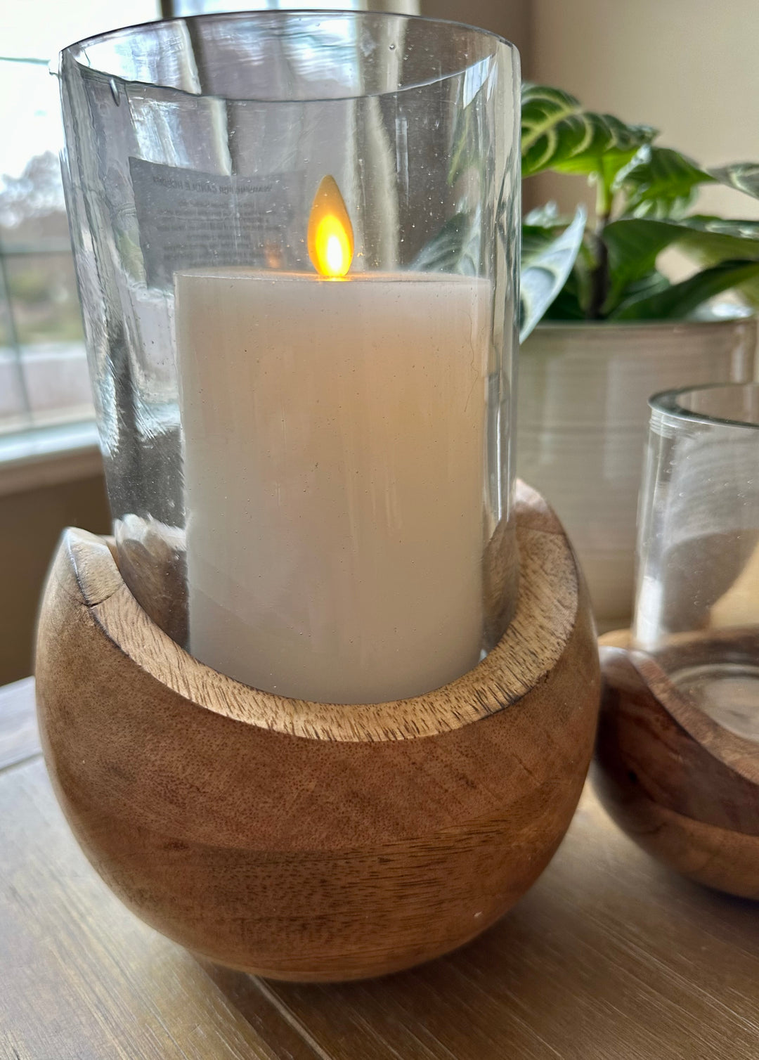 Mya Wooden Glass Hurricane, 3 Sizes