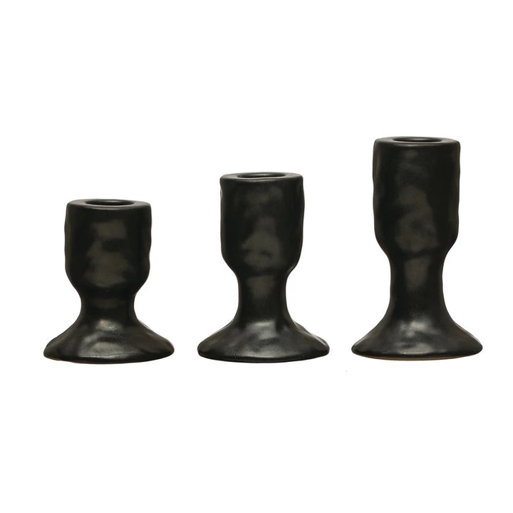 Claro Stoneware Taper Holders, Set of 3