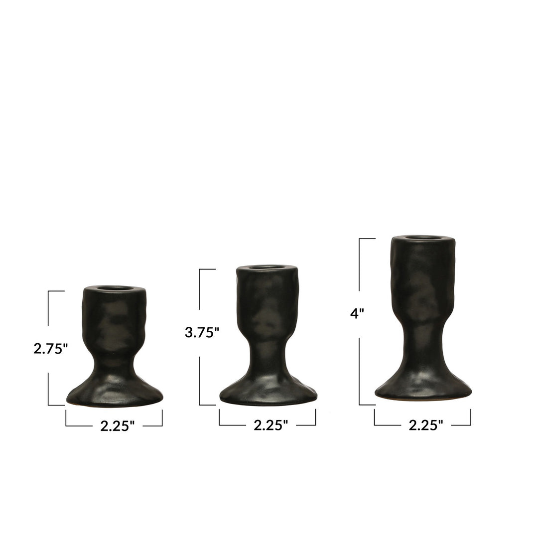 Claro Stoneware Taper Holders, Set of 3