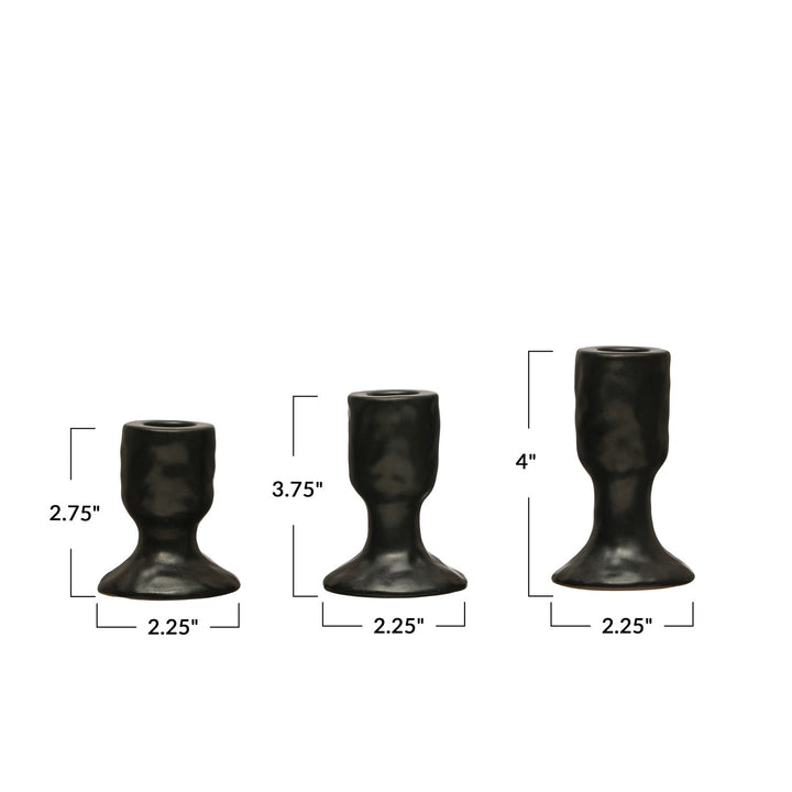 Claro Stoneware Taper Holders, Set of 3