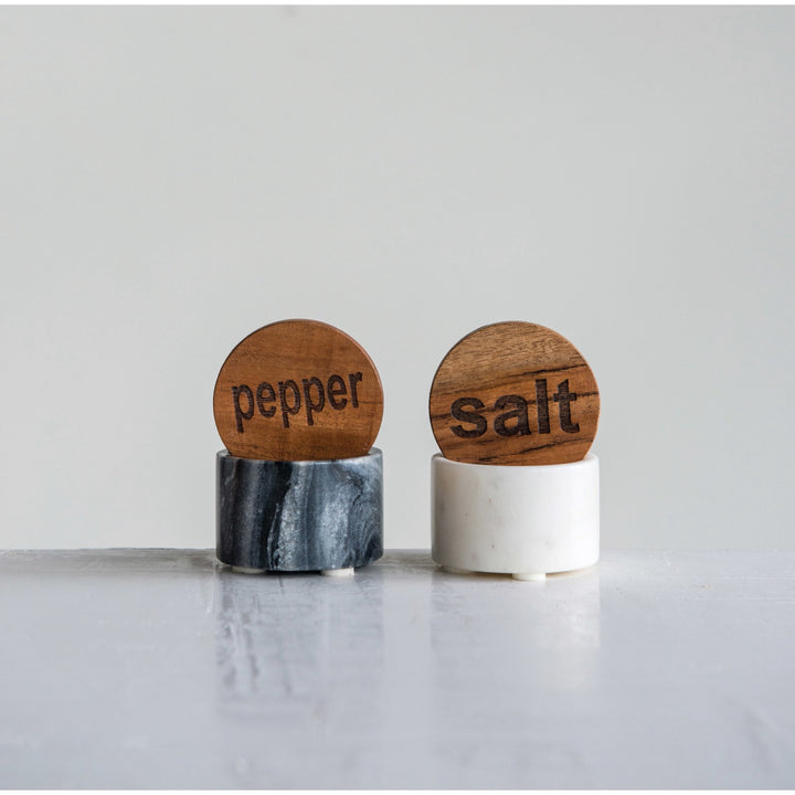 Kaya Salt and Pepper Marble Pinch Pots, Set of 2
