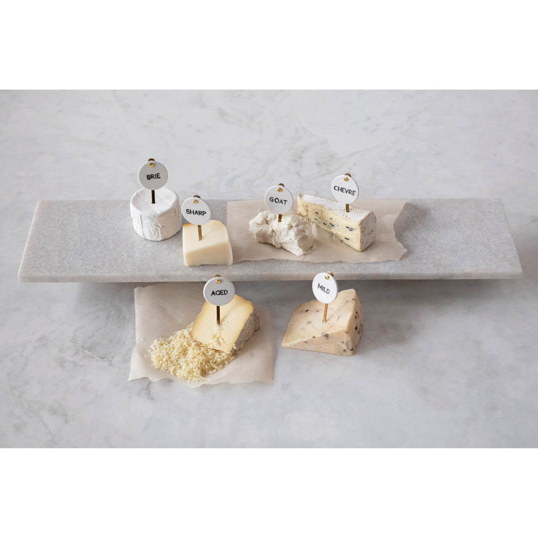 Ticara Stoneware and Stainless Steel Cheese Markers, Set of 6
