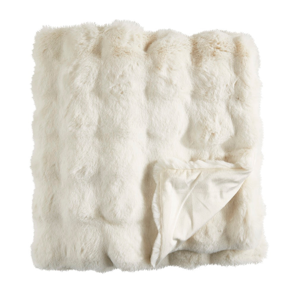 Lolesa Faux Fur Throw in Ivory 50" x 60"