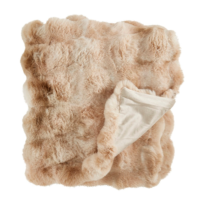 Lolesa Faux Fur Throw in Natural 50" x 60"
