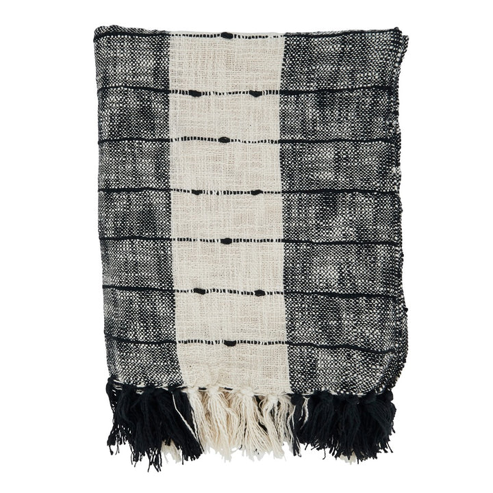 Benton Black and Cream Striped Throw 50" x 60"
