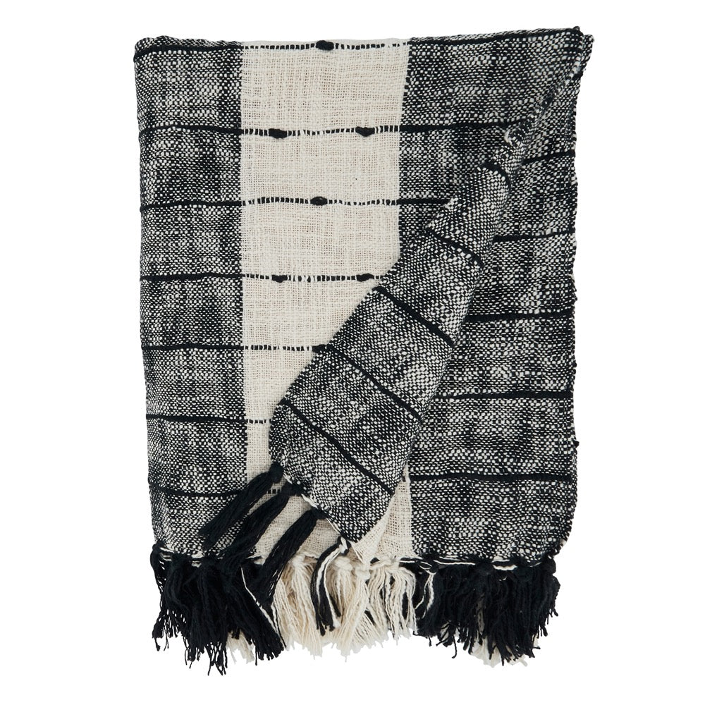 Benton Black and Cream Striped Throw 50" x 60"