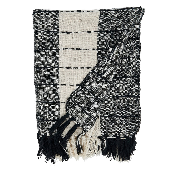Benton Black and Cream Striped Throw 50" x 60"