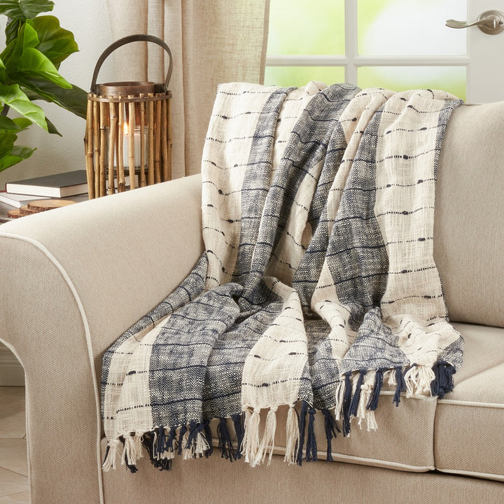Benton Black and Cream Striped Throw 50" x 60"