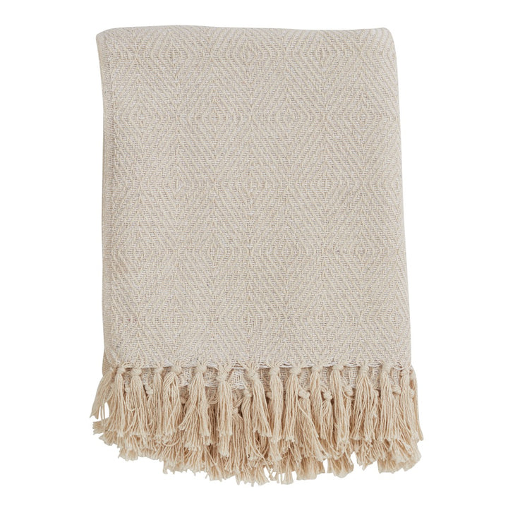 Charlene Diamond Weave Throw in Ivory 50" x 60"