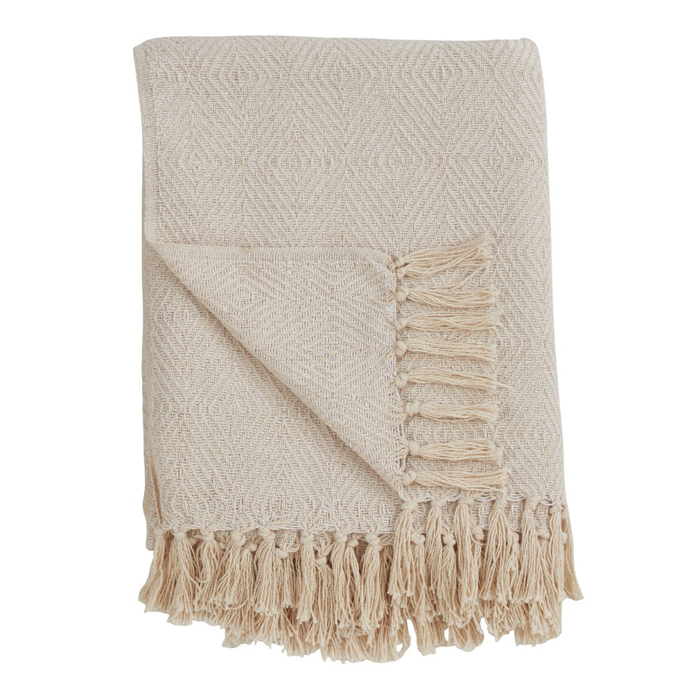Charlene Diamond Weave Throw in Ivory 50" x 60"