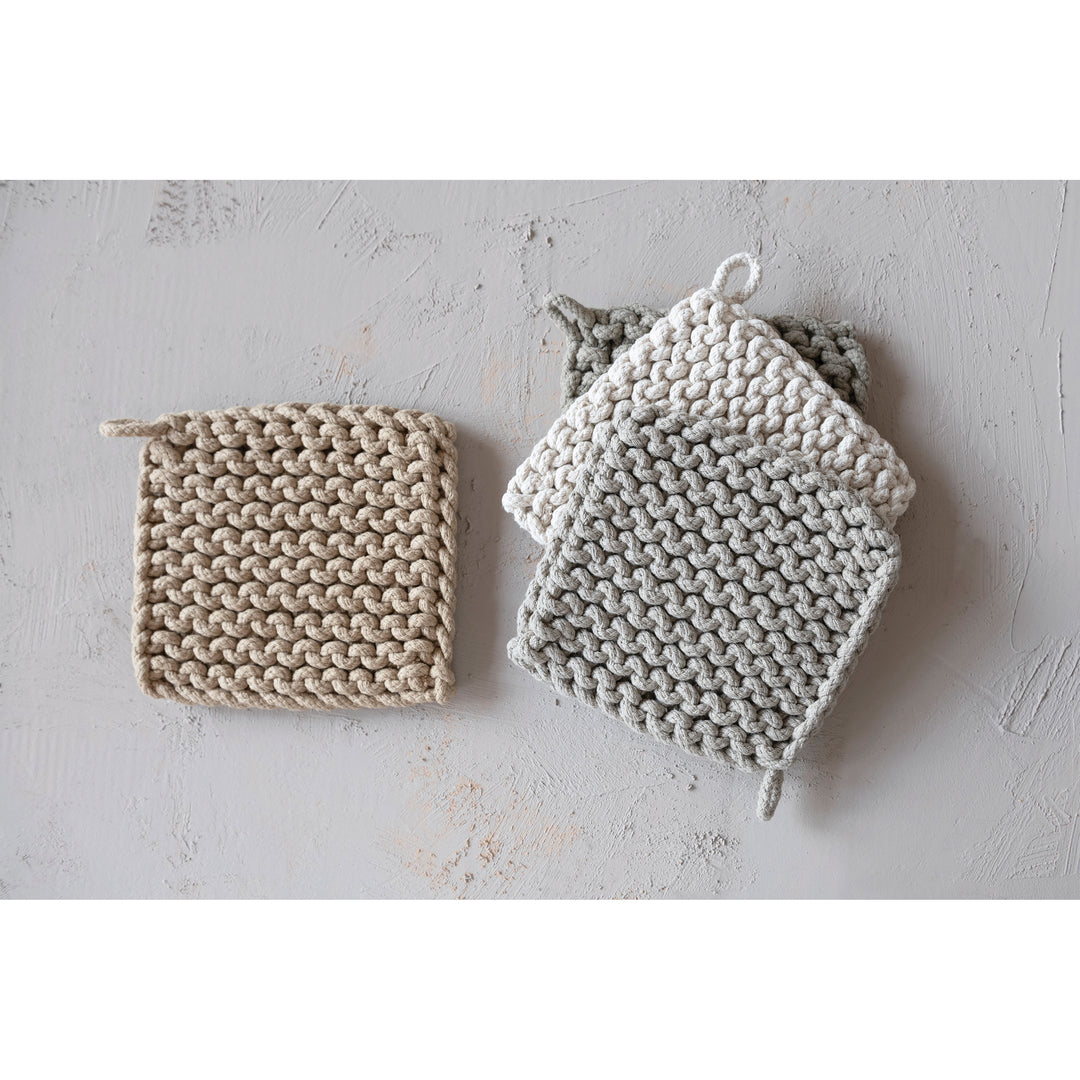 Emma Cotton Crocheted Hot Pad - Neutrals