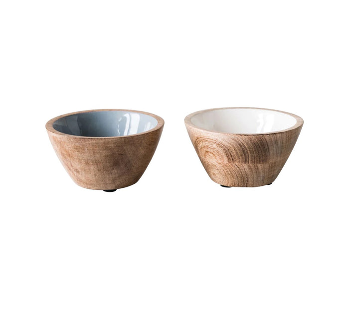 Elise Enameled Mango Wood Small Bowls