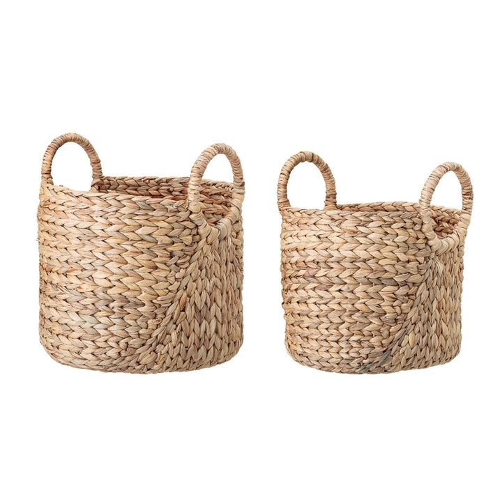 Nidra Handwoven Seagrass Baskets with Handles, Set of 2