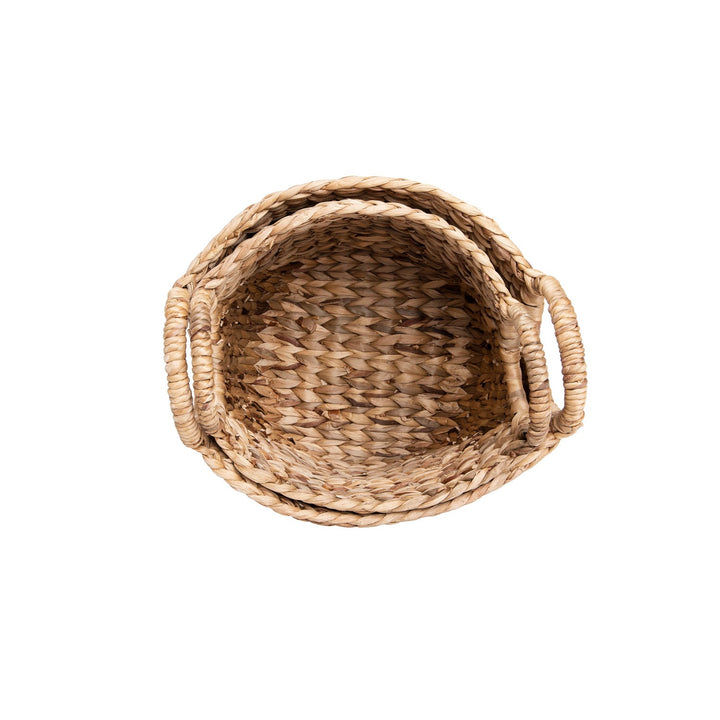 Nidra Handwoven Seagrass Baskets with Handles, Set of 2