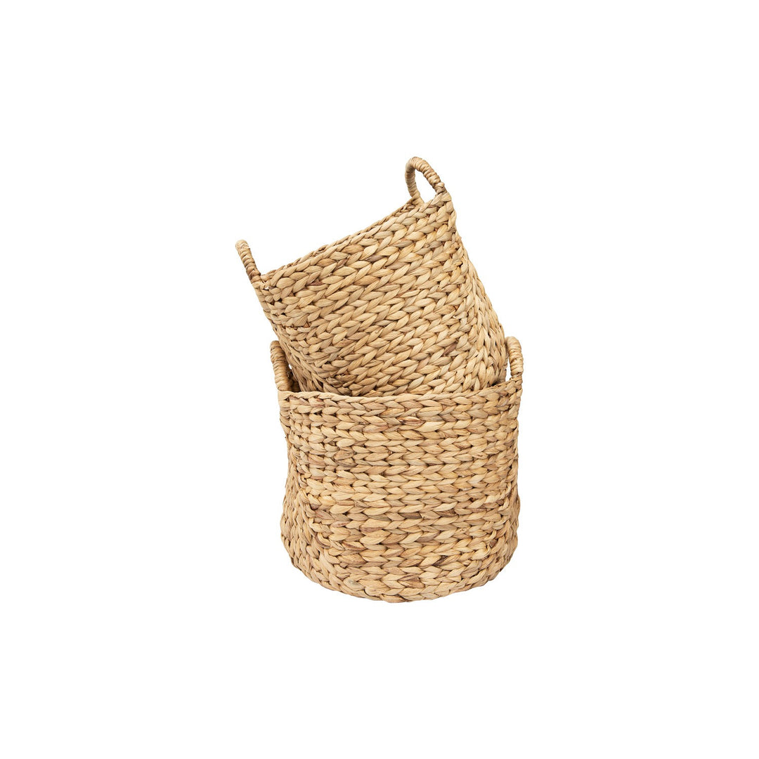 Nidra Handwoven Seagrass Baskets with Handles, Set of 2