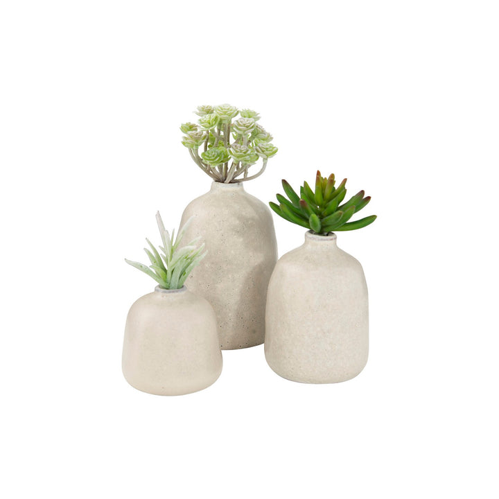 Sicily Terracotta Vases with Sand Finish, Set of 3