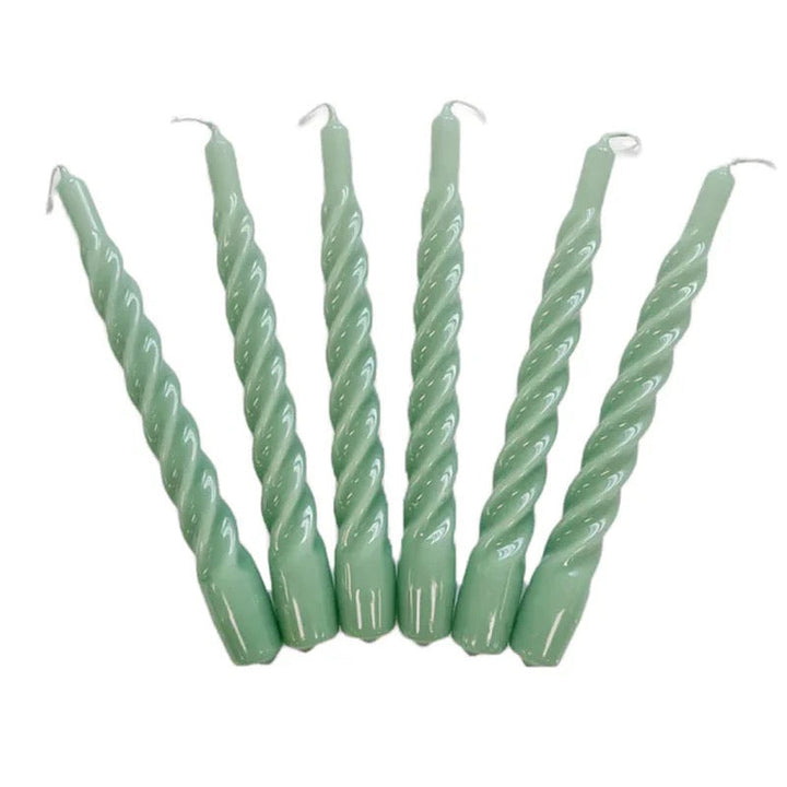 Sage Twisted Taper Candles, Set of 6