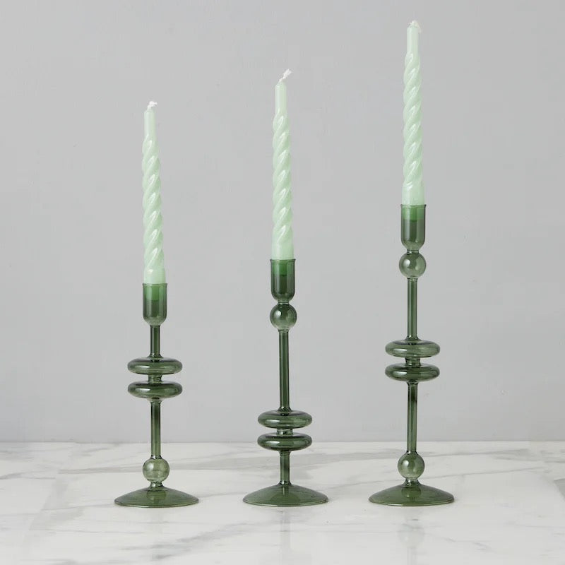 Sage Twisted Taper Candles, Set of 6