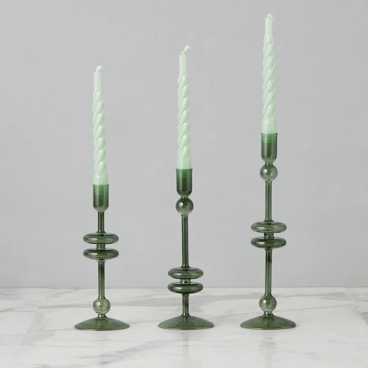 Sage Twisted Taper Candles, Set of 6