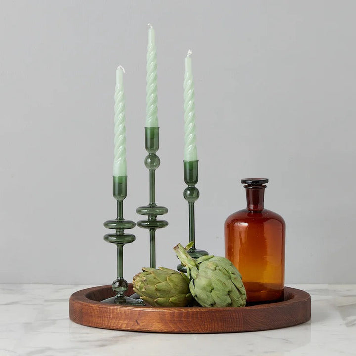 Sage Twisted Taper Candles, Set of 6