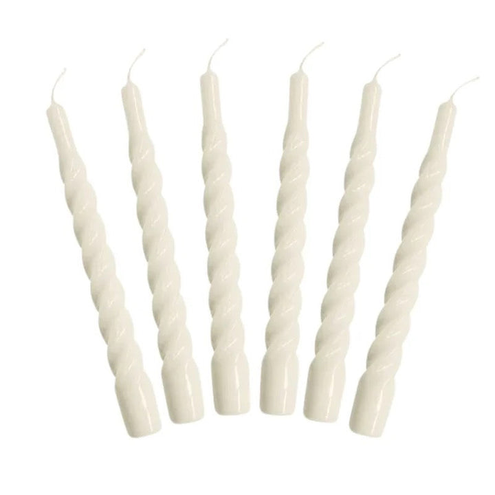Cream Twisted Taper Candles, Set of 6