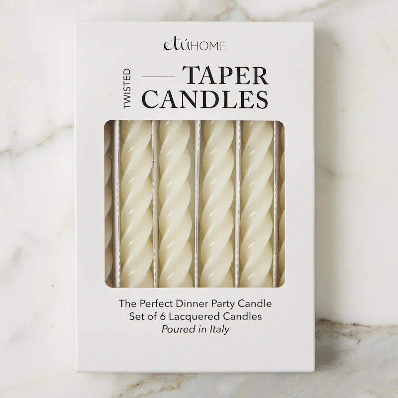 Cream Twisted Taper Candles, Set of 6