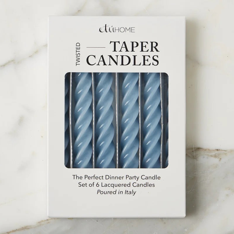Denim Twisted Taper Candles, Set of 6